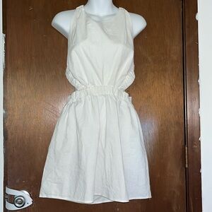 Princess Polly high neck linen dress with open back